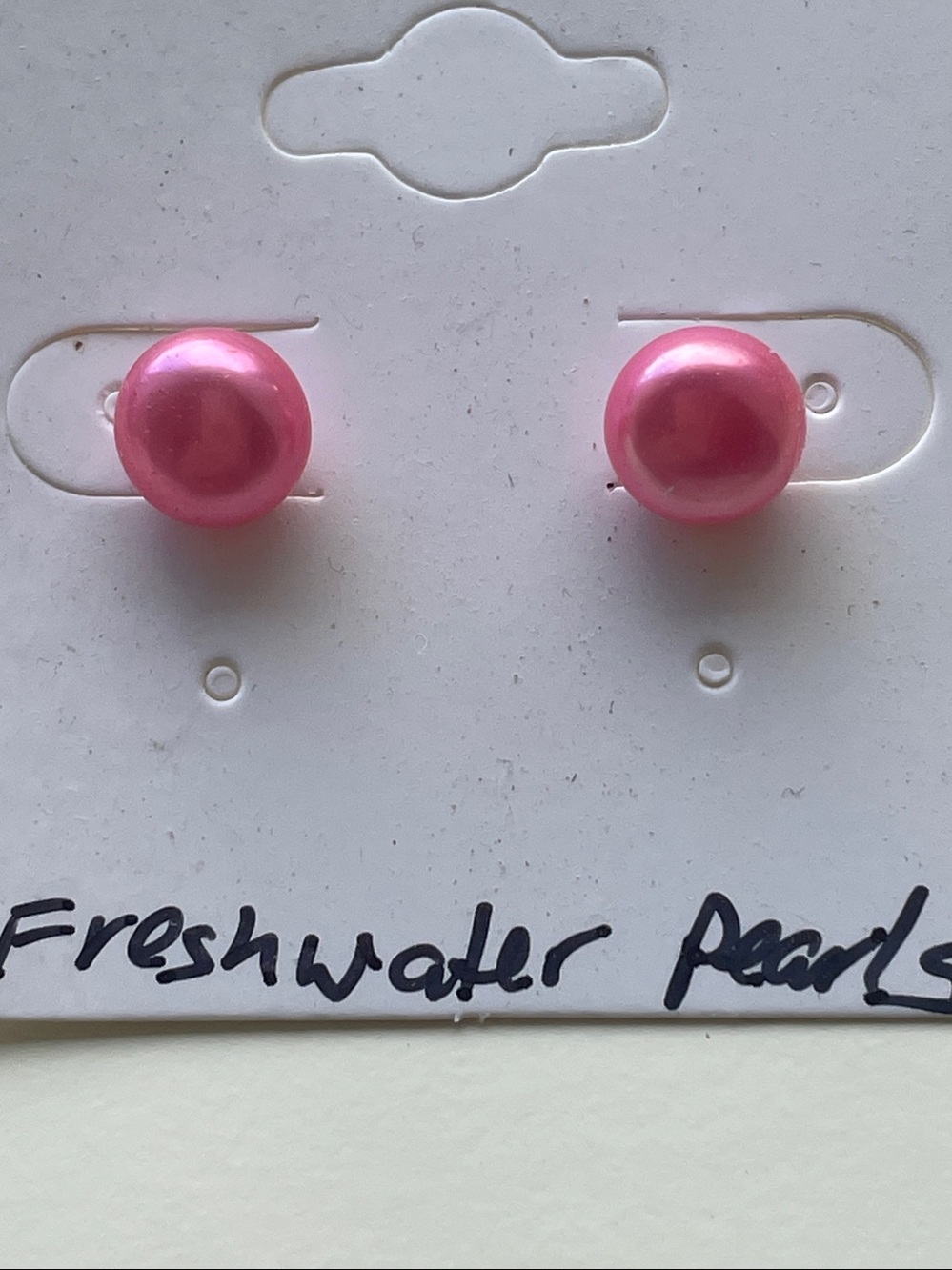 Freshwater Pearl Stud Earrings in Bright Pink 8mm